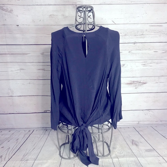 CODE X MODE Tie Back Navy Blue Crewneck Blouse Sizes Small & Medium - Picture 2 of 10